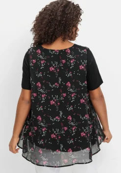 Blusenshirt aus Jersey und Chiffon, in Lagenoptik<sheego Best