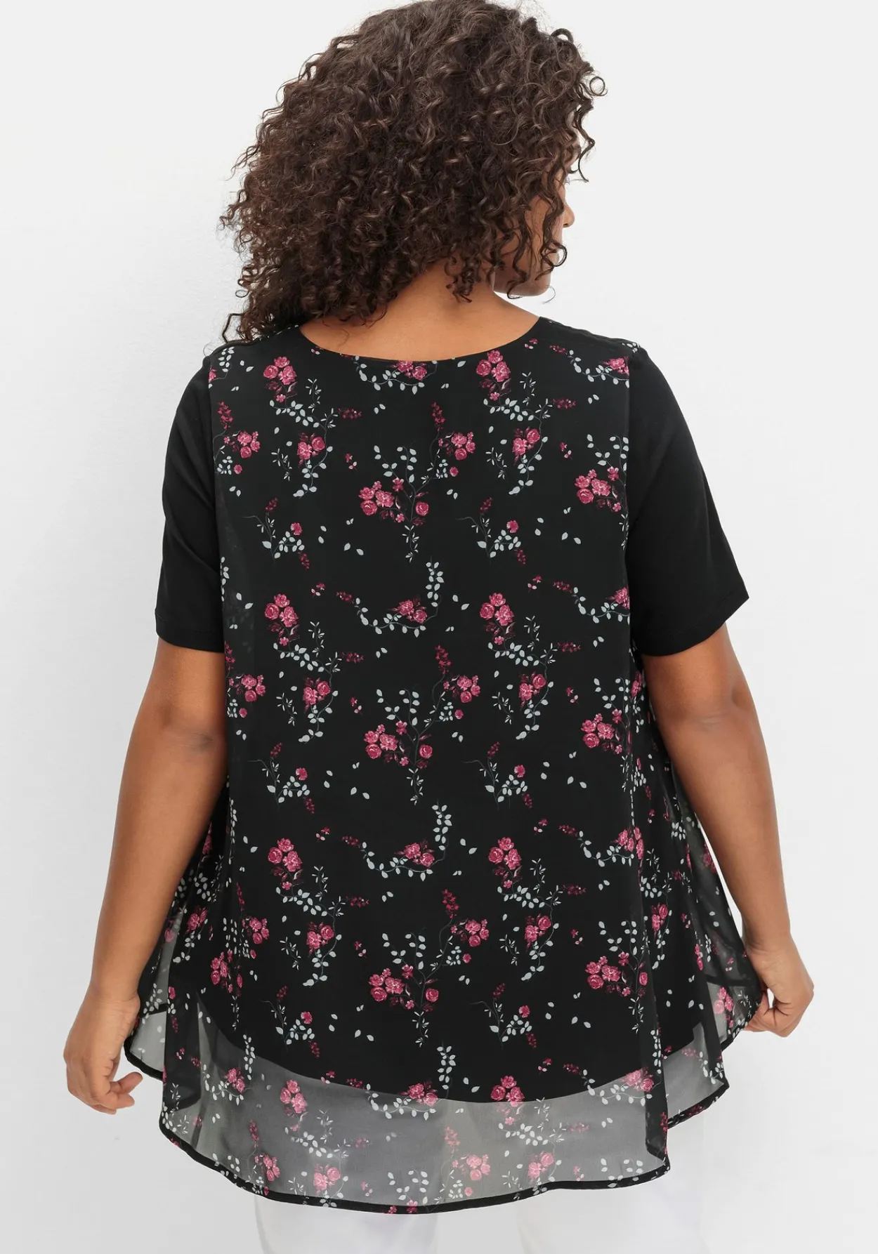 Blusenshirt aus Jersey und Chiffon, in Lagenoptik<sheego Best