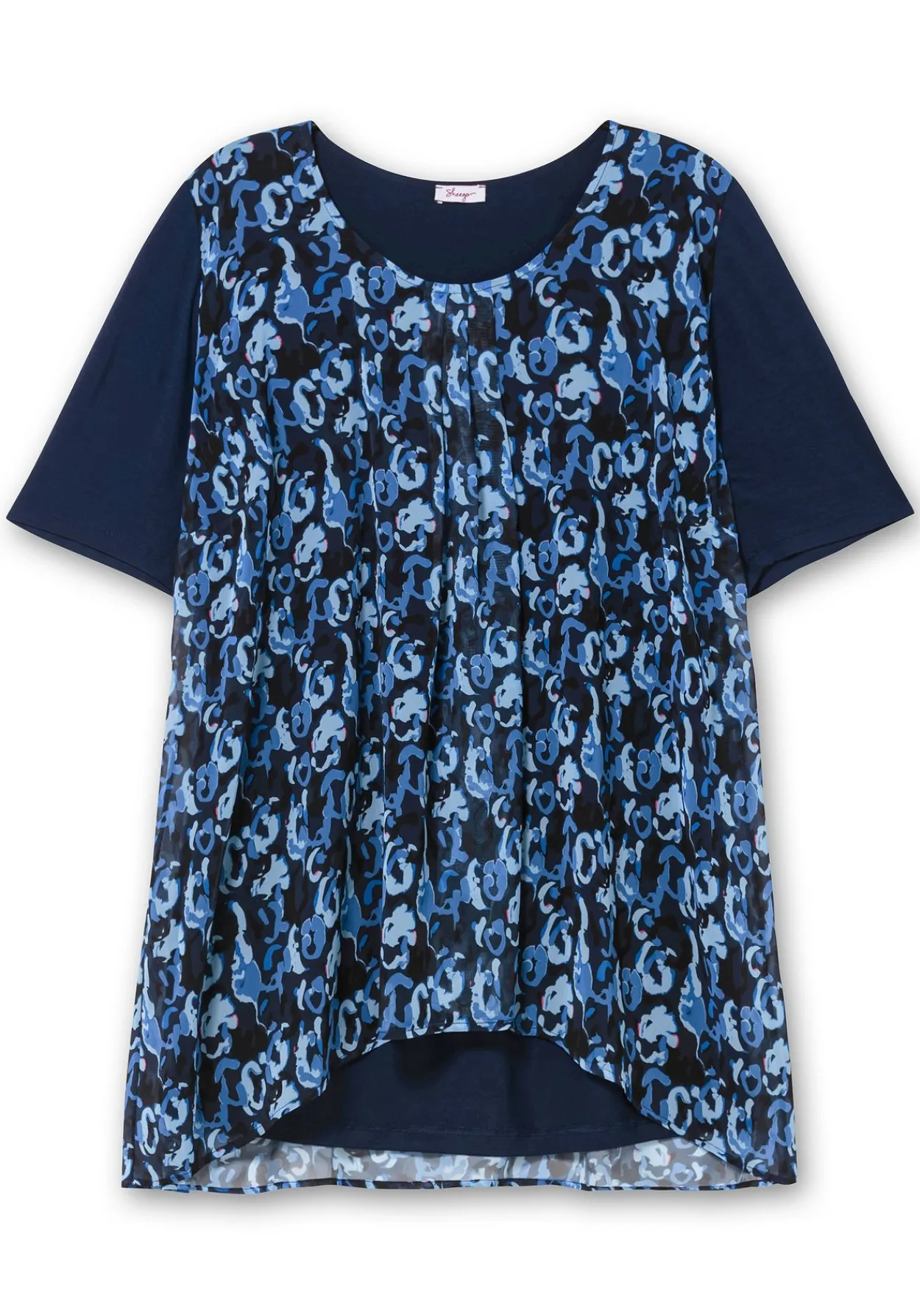 Blusenshirt aus Jersey und Chiffon, in Lagenoptik<sheego Outlet