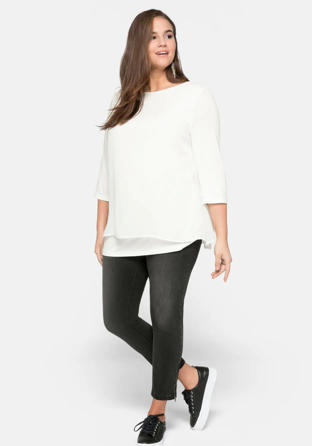 Blusenshirt in leichter A-Linie mit Zipfelsaum<sheego Sale