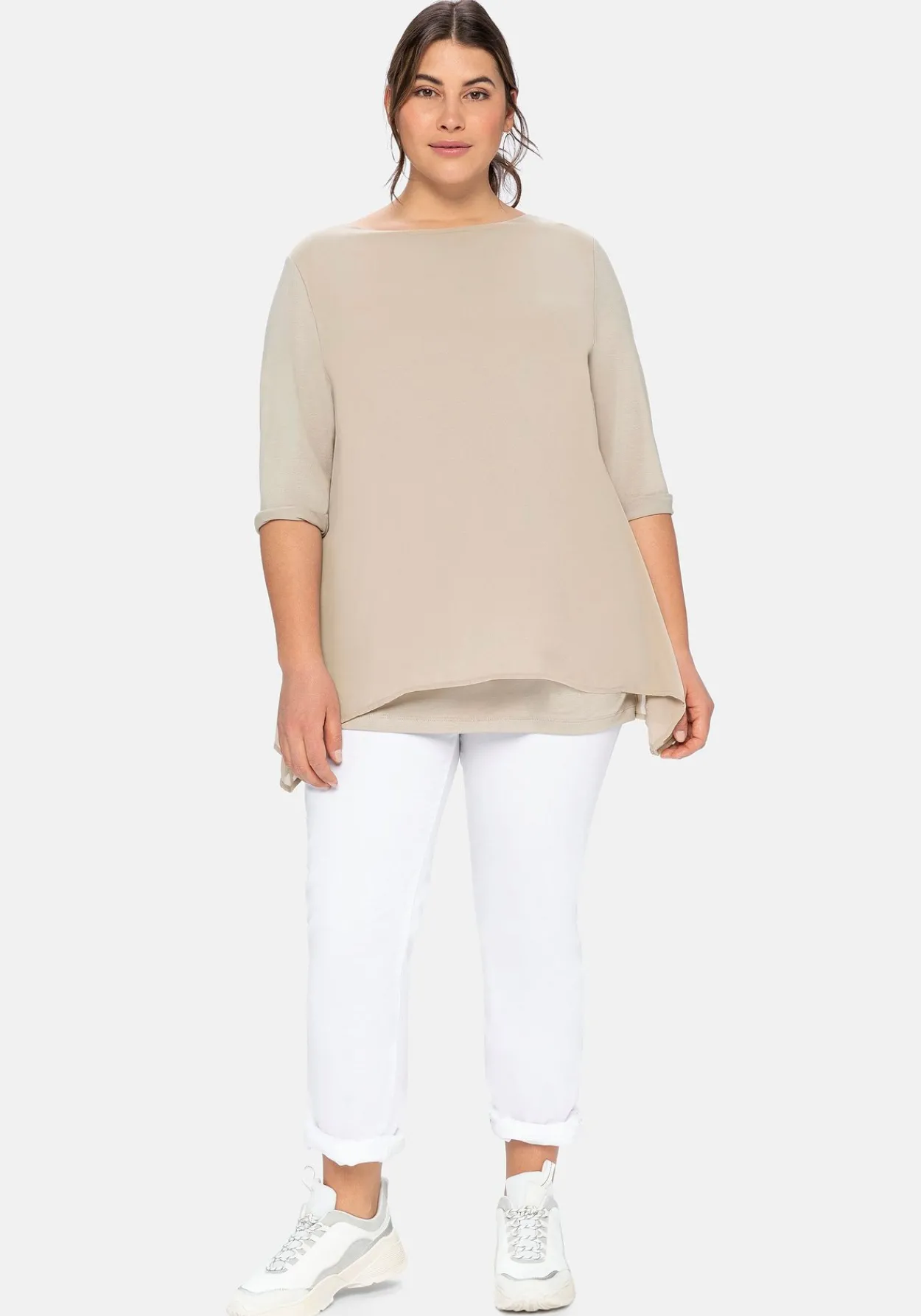 Blusenshirt in leichter A-Linie mit Zipfelsaum<sheego Clearance