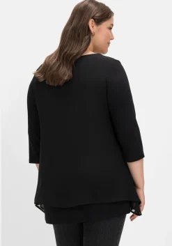Blusenshirt mit Chiffon, doppellagig<sheego Online