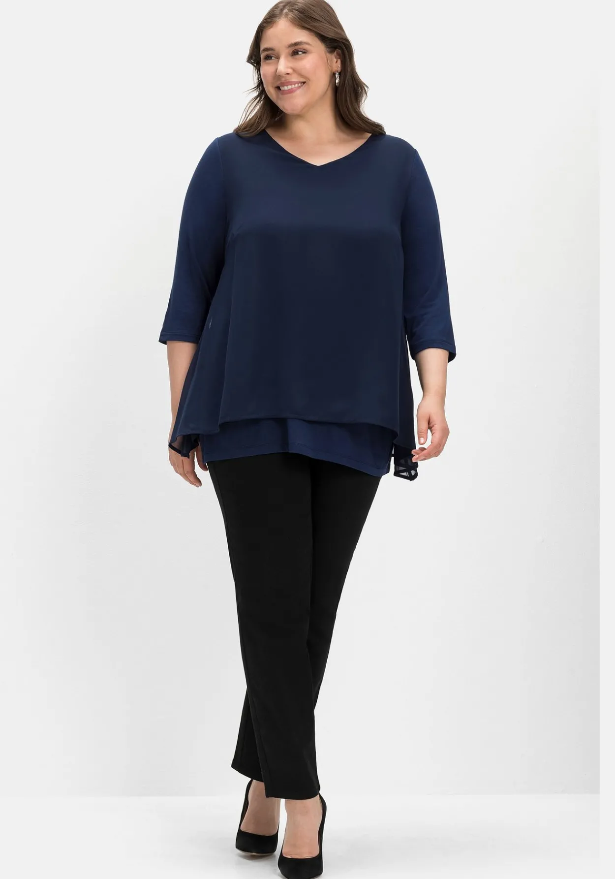 Blusenshirt mit Chiffon, doppellagig<sheego Sale