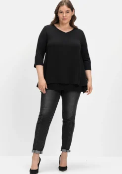 Blusenshirt mit Chiffon, doppellagig<sheego Online