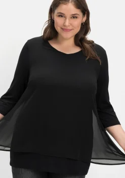 Blusenshirt mit Chiffon, doppellagig<sheego Online