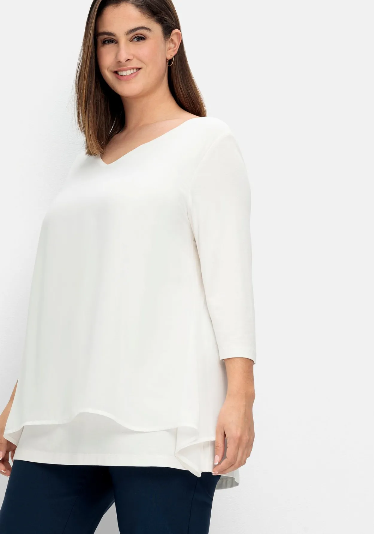 Blusenshirt mit Chiffon, doppellagig<sheego Best