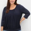 Blusenshirt mit Chiffon-Body und 3/4-Ärmeln<sheego Outlet