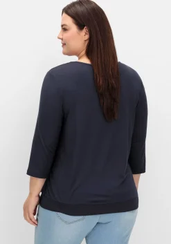 Blusenshirt mit Chiffon-Body und 3/4-Ärmeln<sheego Outlet