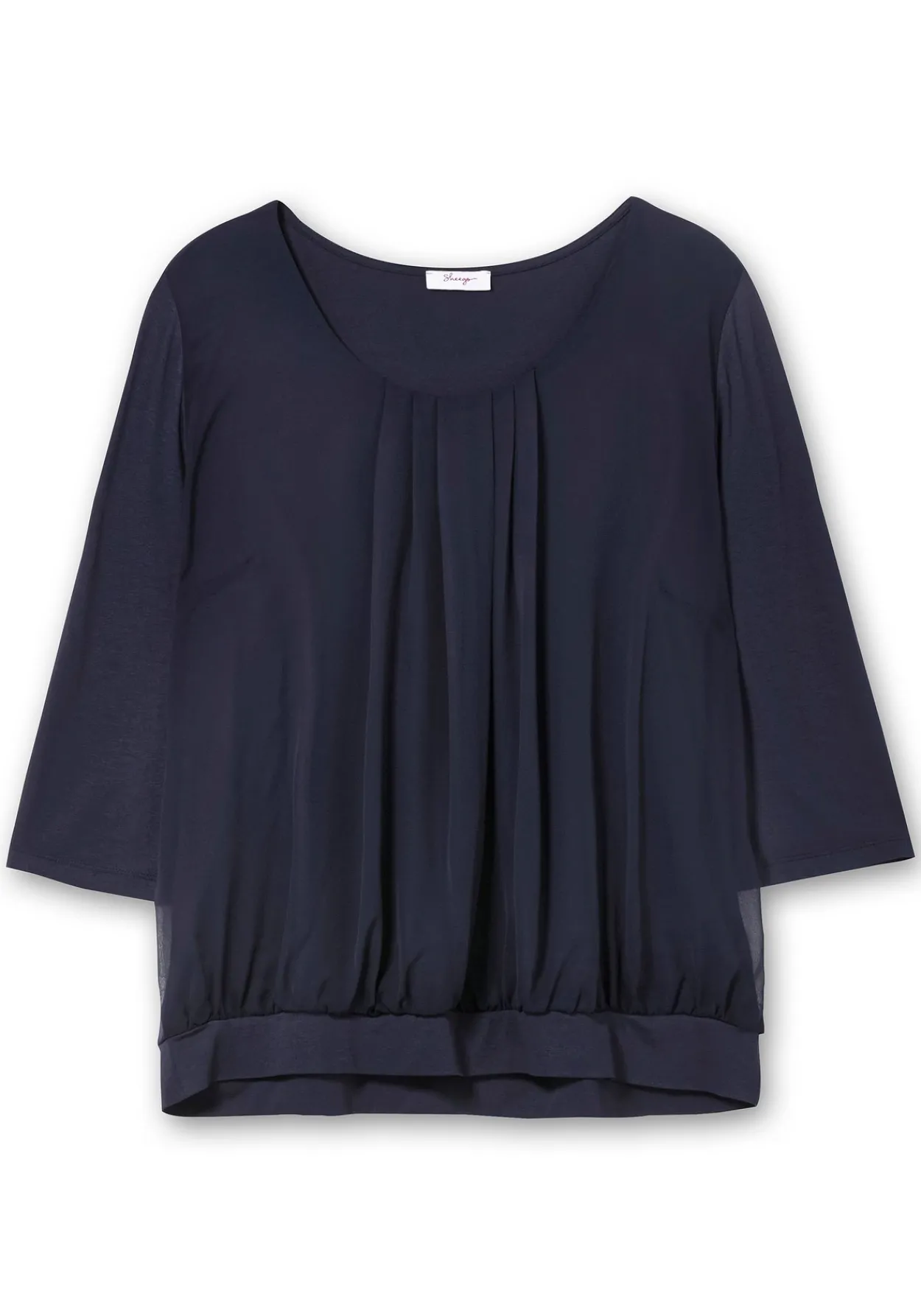 Blusenshirt mit Chiffon-Body und 3/4-Ärmeln<sheego Outlet