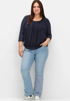 Blusenshirt mit Chiffon-Body und 3/4-Ärmeln<sheego Outlet