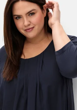 Blusenshirt mit Chiffon-Body und 3/4-Ärmeln<sheego Outlet