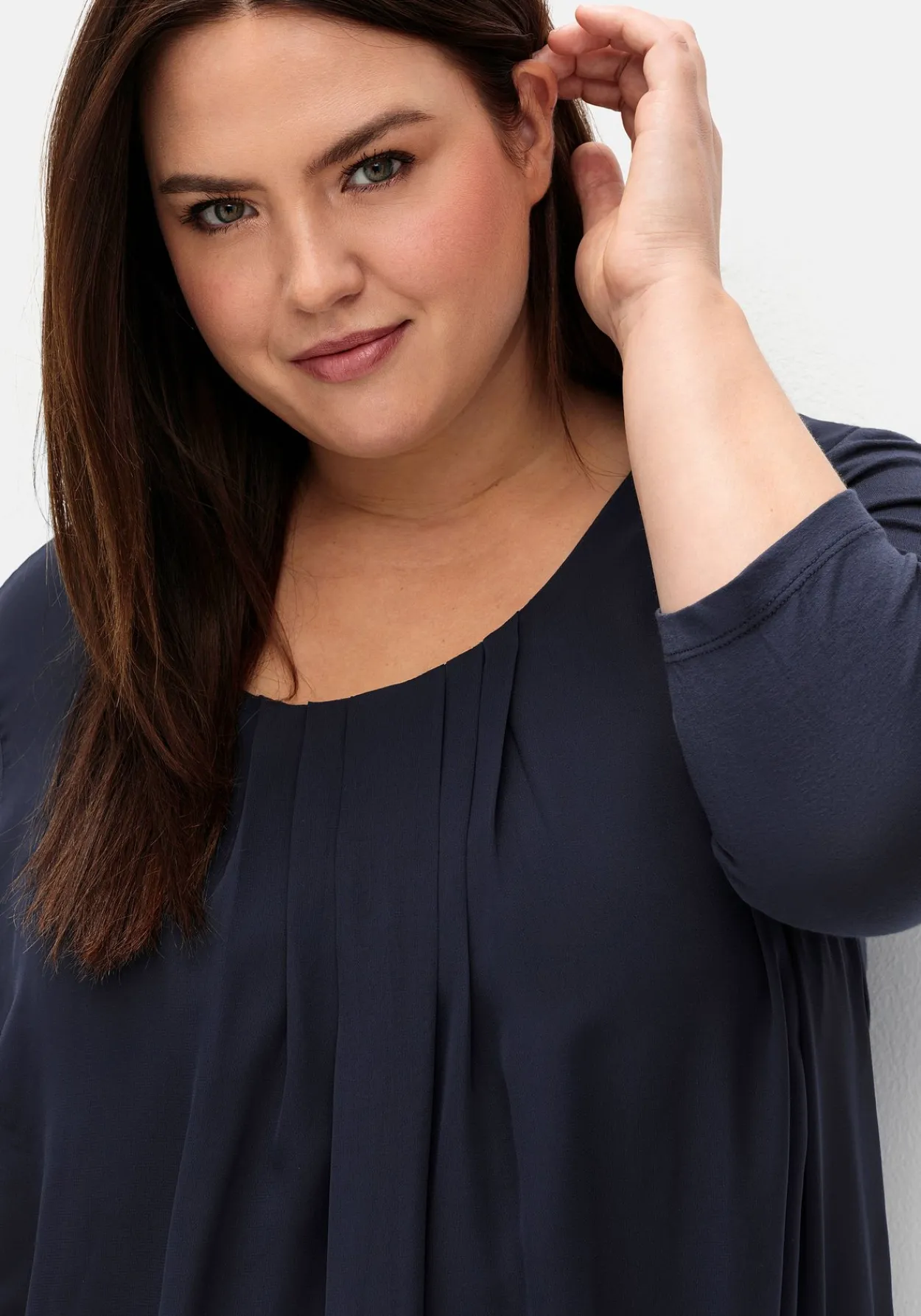 Blusenshirt mit Chiffon-Body und 3/4-Ärmeln<sheego Outlet
