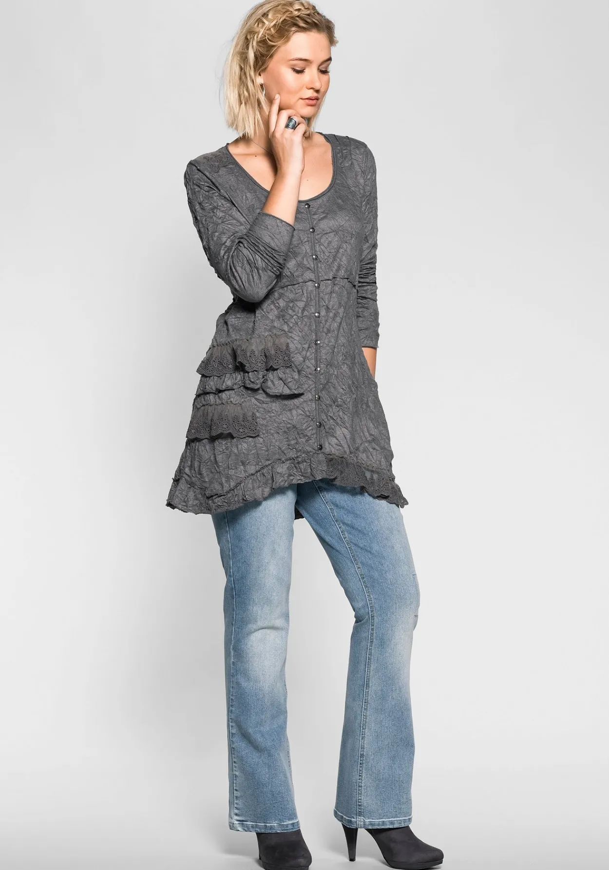 Bootcut Stretch-Jeans im Used-Look<sheego by Joe Browns Sale