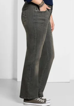 Bootcut-Jeans in 5-Pocket-Form, mit Used-Effekten<sheego Discount