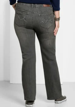 Bootcut-Jeans in 5-Pocket-Form, mit Used-Effekten<sheego Discount