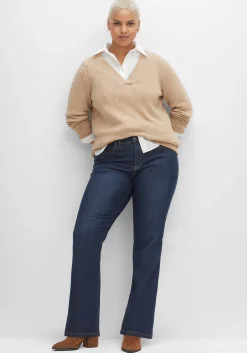 Bootcut-Jeans mit Kontrastnähten<sheego Discount