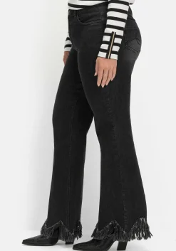 Bootcut-Jeans mit Fransensaum in Zickzack-Form<sheego Sale