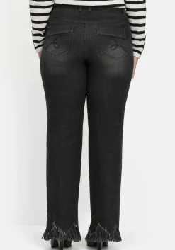 Bootcut-Jeans mit Fransensaum in Zickzack-Form<sheego Sale