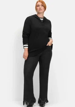 Bootcut-Jeans mit Fransensaum in Zickzack-Form<sheego Sale