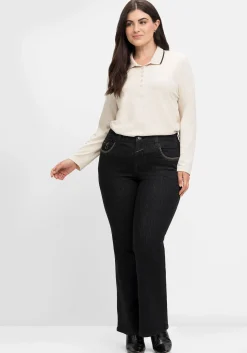 Bootcut-Jeans mit Kontrast-Stickerei, extralang<sheego Fashion