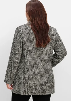 Bouclé-Jacke mit Stehkragen, im Fischgrätmuster<sheego Outlet