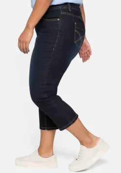 Caprijeans mit Kontrastnähten und Catfaces<sheego Best