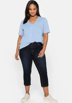 Caprijeans mit Kontrastnähten und Catfaces<sheego Best