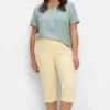 Caprijeans mit Teilgummibund und Glitzersteinen<sheego Online