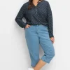 Caprijeans mit Teilgummibund und Glitzersteinen<sheego Discount