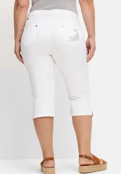 Caprijeans mit Teilgummibund und Glitzersteinen<sheego New