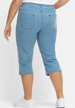Caprijeans mit Teilgummibund und Glitzersteinen<sheego Discount