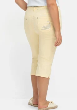 Caprijeans mit Teilgummibund und Glitzersteinen<sheego Online