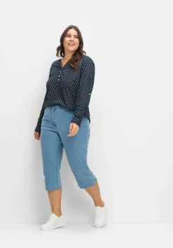 Caprijeans mit Teilgummibund und Glitzersteinen<sheego Discount