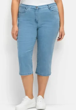 Caprijeans mit Teilgummibund und Glitzersteinen<sheego Discount