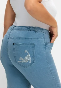 Caprijeans mit Teilgummibund und Glitzersteinen<sheego Discount