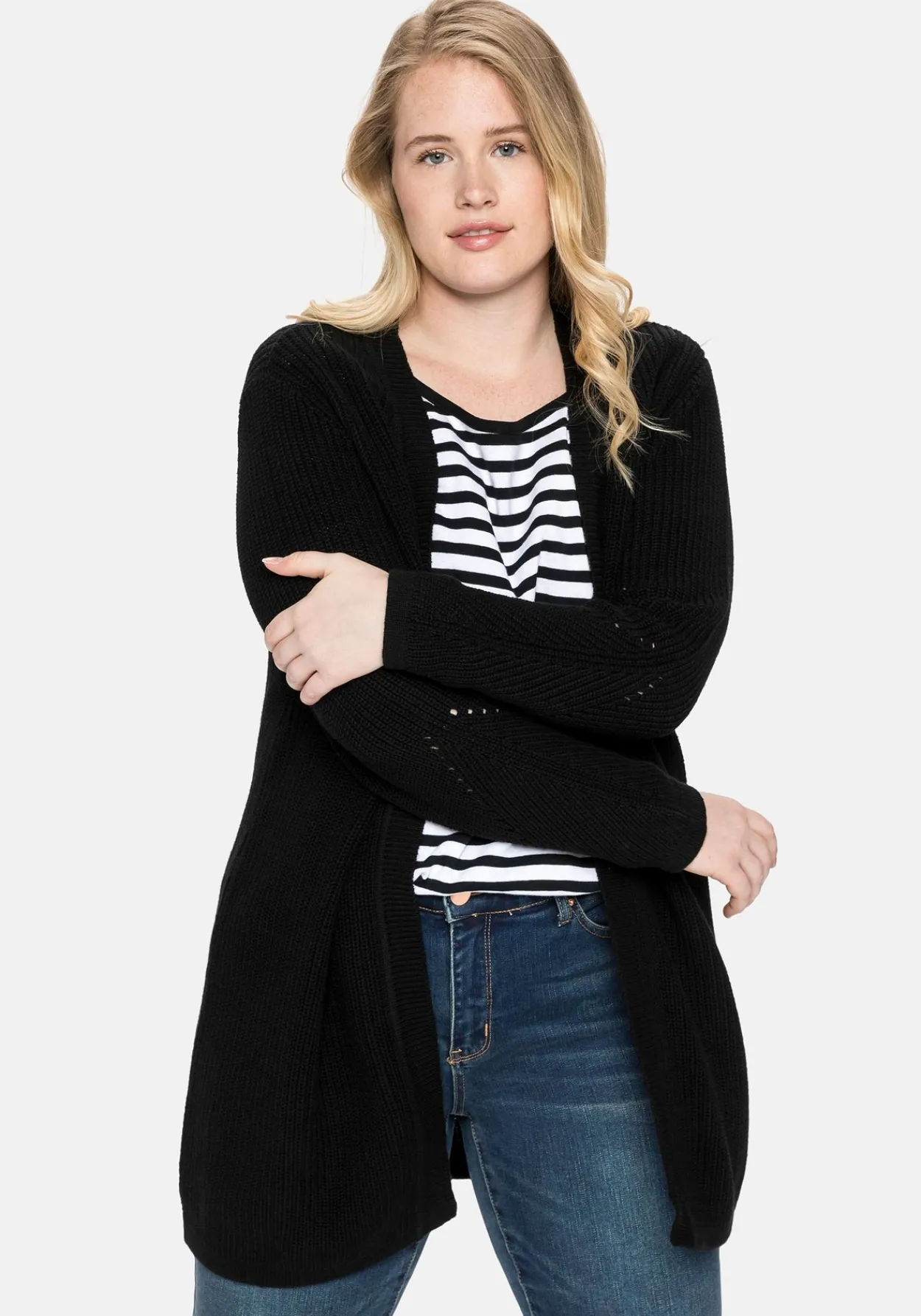 Cardigan aus Grobstrick, in offener Form<sheego Outlet