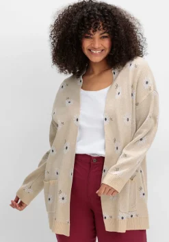 Cardigan mit Blüten-Jacquardmuster<sheego Sale