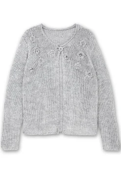 Cardigan mit Häkelblüten und Glitzergarn<creation L Hot