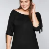 Carmenshirt mit Smokeinsatz und längerem Halbarm<sheego Outlet