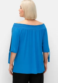 Carmenshirt mit Smokeinsatz und längerem Halbarm<sheego Clearance