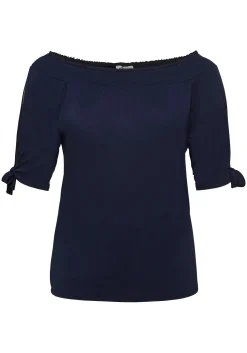 Carmenshirt mit Smokeinsatz und längerem Halbarm<sheego Sale