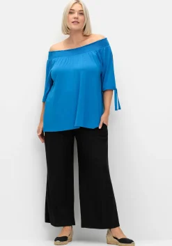 Carmenshirt mit Smokeinsatz und längerem Halbarm<sheego Clearance