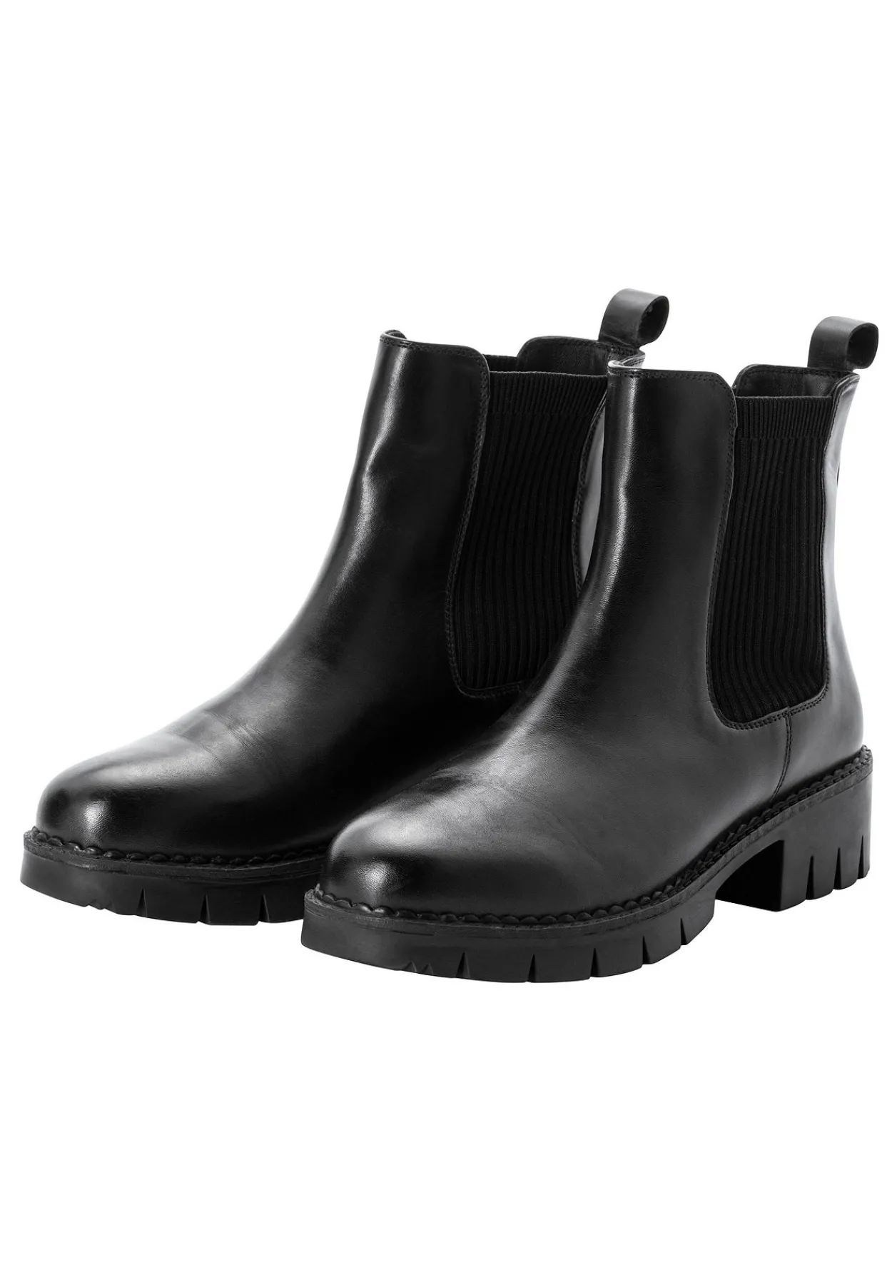 Chelsea-Boots mit stark profilierter Sohle, aus Leder<sheego New