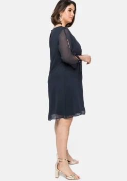 Chiffonkleid im Lagenlook, mit geschlitztem Ärmel<sheego Clearance
