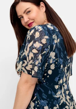 Chiffonkleid in Wickeloptik, mit Blätterprint<sheego Best