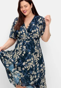 Chiffonkleid in Wickeloptik, mit Blätterprint<sheego Best