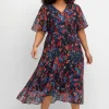Chiffonkleid mit Blumendruck und Volant am Saum<sheego Sale