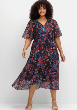 Chiffonkleid mit Blumendruck und Volant am Saum<sheego Sale