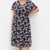 Chiffonkleid mit Blumendruck und Flügelärmeln<sheego Fashion