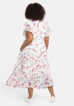 Chiffonkleid mit Blumendruck und Bindegürtel<sheego by Joe Browns Sale